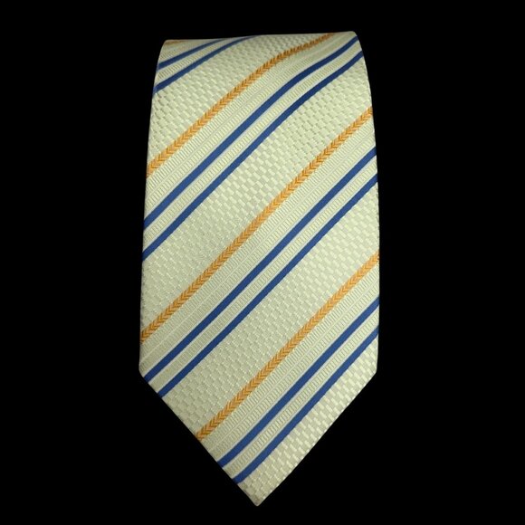 NWT Ermenegildo Zegna Mens 100% Silk Jacquard Tie Light Green Yellow Blue Italy - Picture 1 of 10